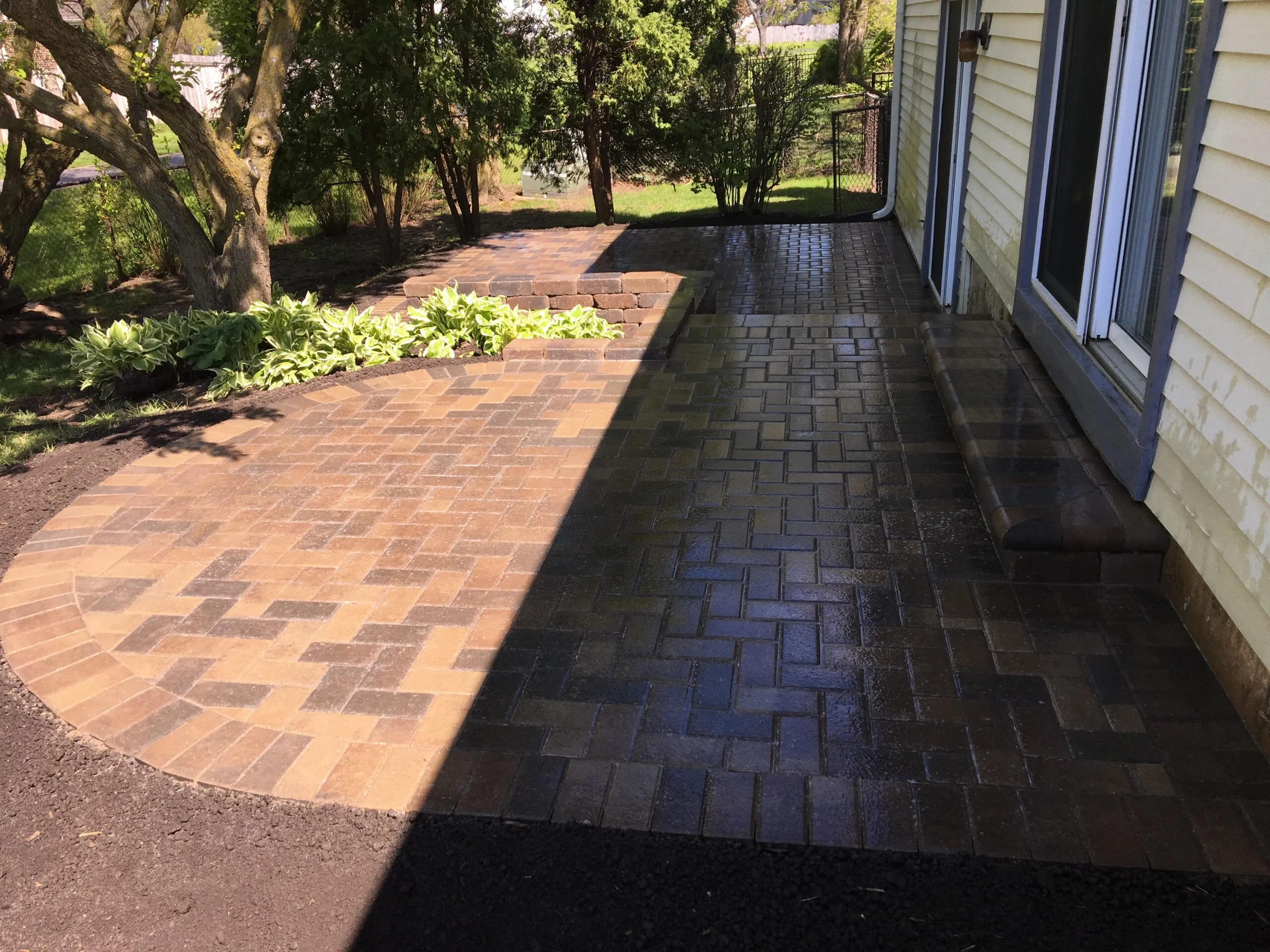 Paver path in shade garden